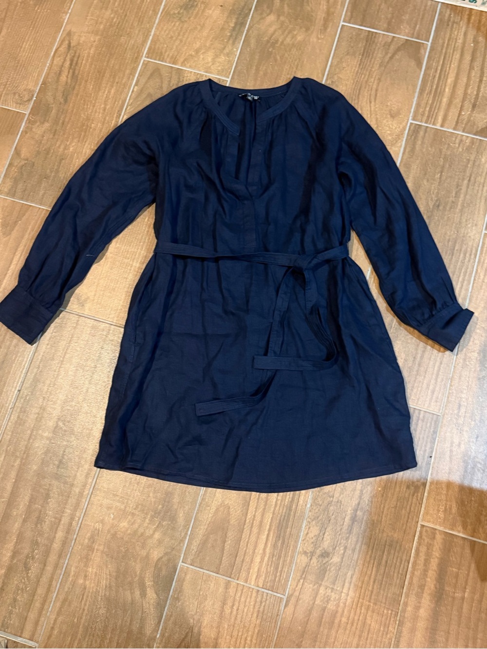 J. Crew Navy Long-Sleeve Belted Tunic dress with pockets size M new no tags